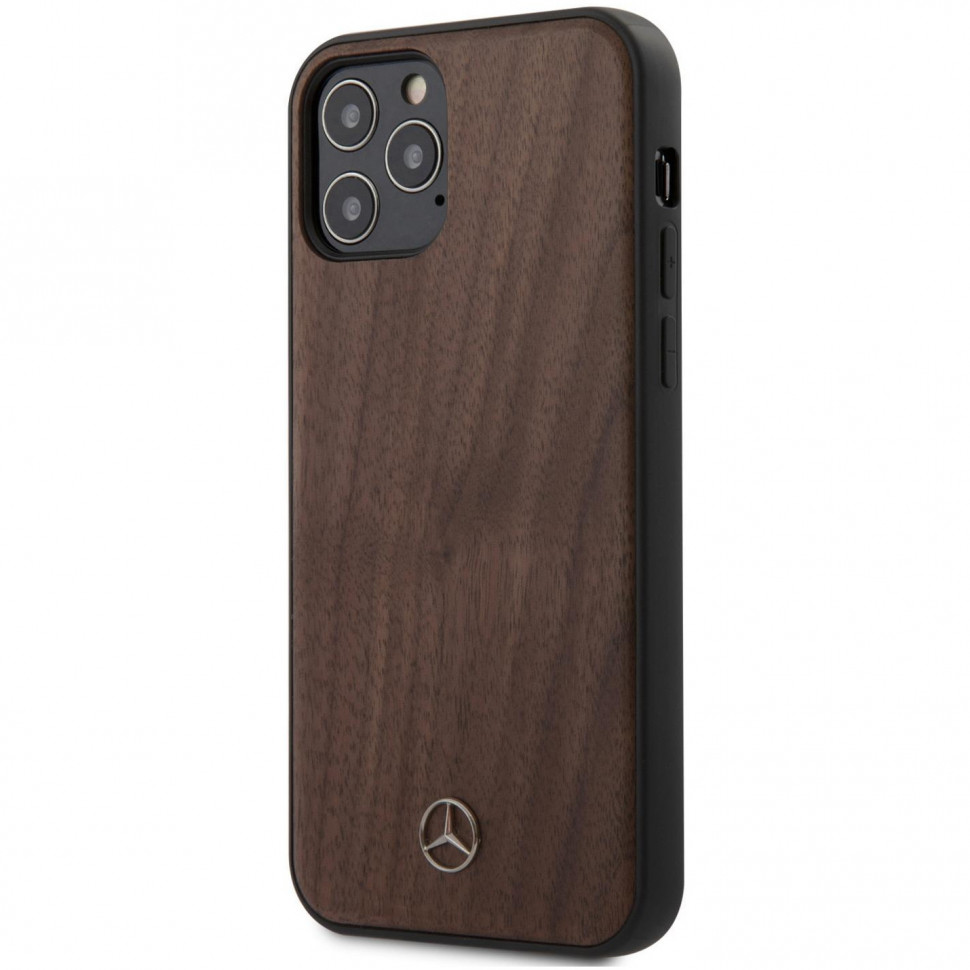 Чехол Mercedes Wood Walnut для iPhone 12/12 Pro, коричневый