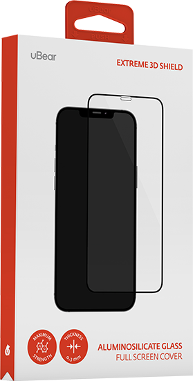Защитное стекло uBear Extreme 3D для iPhone 13 mini, черная рамка